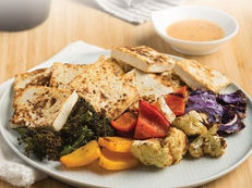 Roasted Veggie Power Bowl with Peanut Sauce 