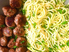 Garlic Butter Turkey Meatballs with Lemon Zucchini Noodles