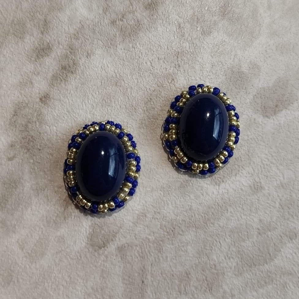 Blue and Gold Earrings