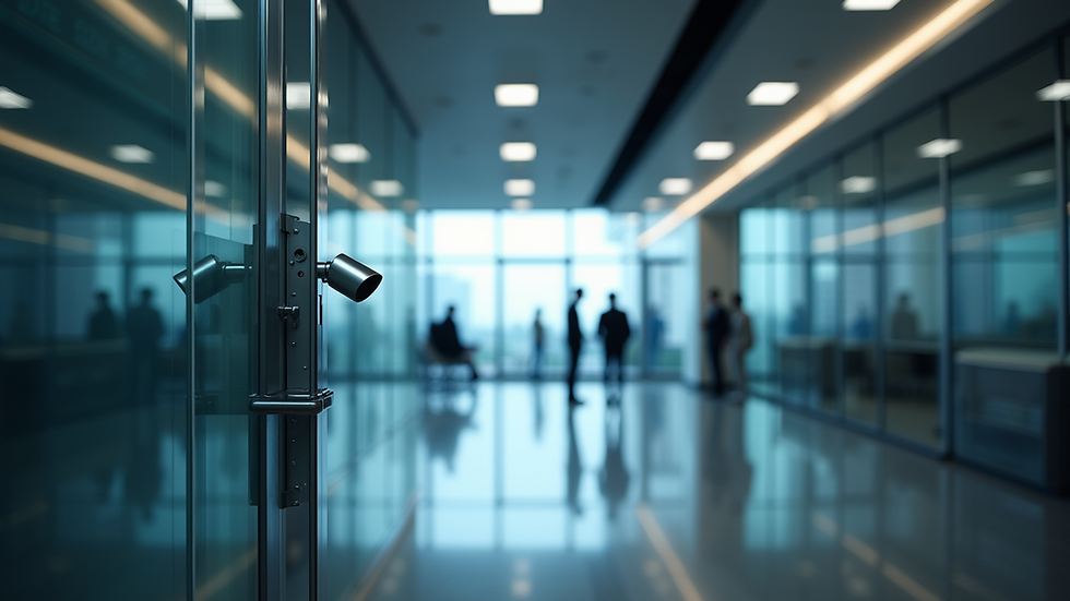 Eye-level view of a modern security system in a corporate building