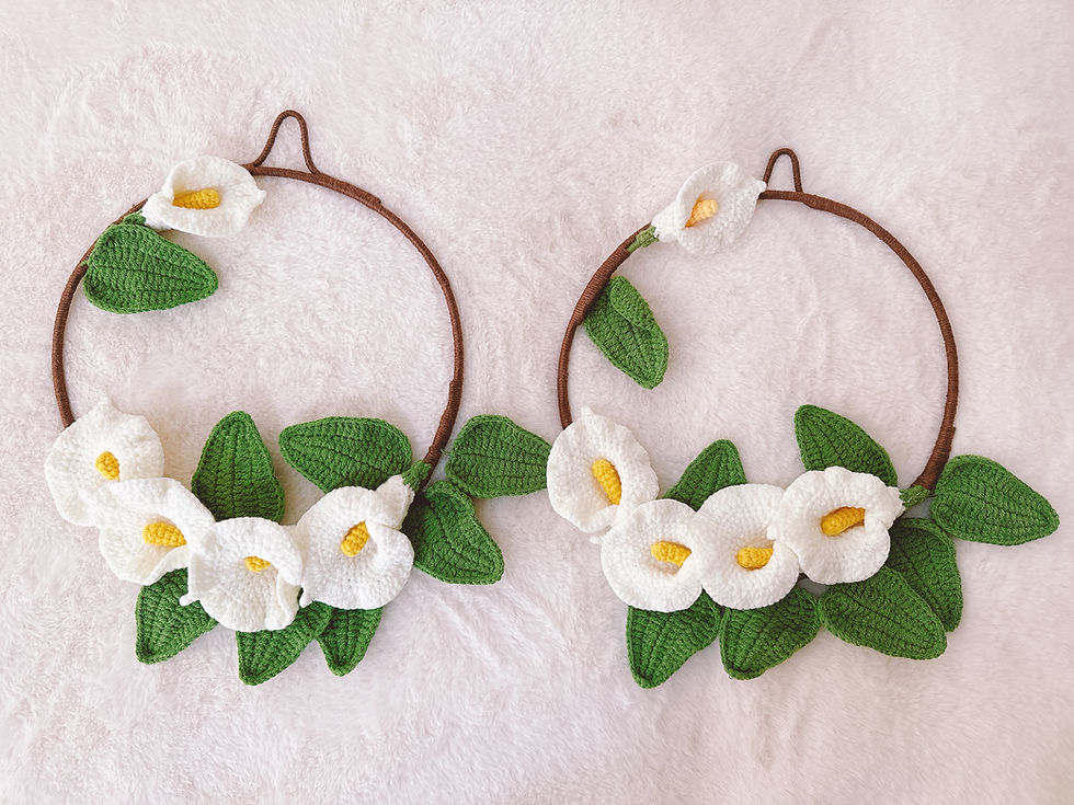 Thumbnail: Handmade Crochet Flower Wreath | Peony Sunflower Daisy Poinsettia Camelia Lily