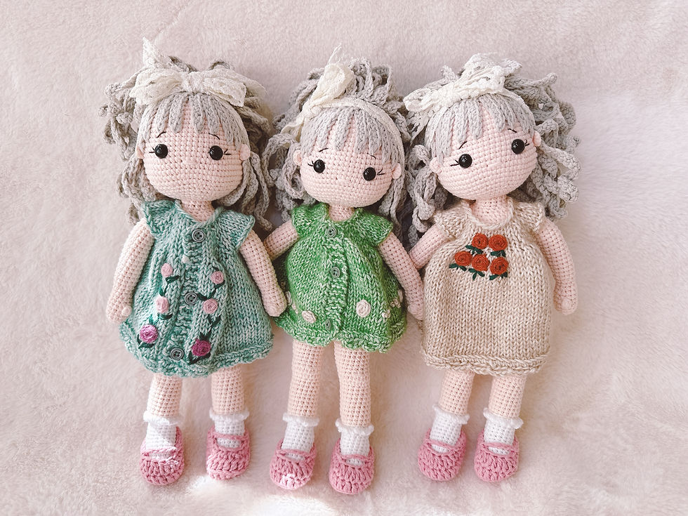 Thumbnail: Handmade Crochet Doll Knit Dress, Big Hug Size | Birthday, Christmas, Valentine