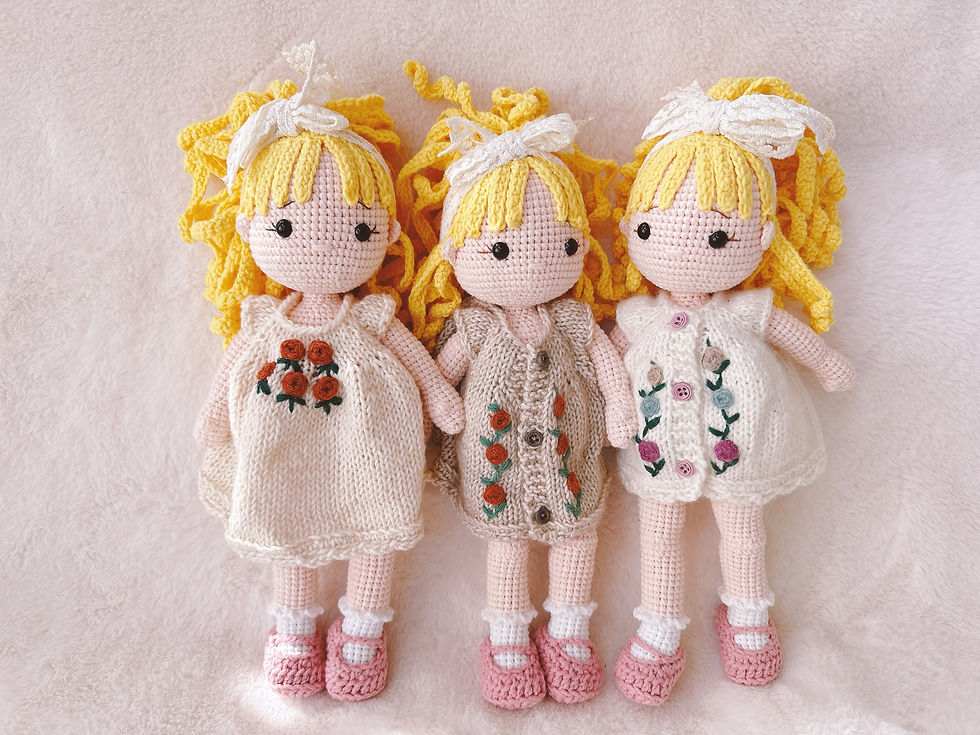 Thumbnail: Handmade Crochet Doll Knit Dress, Big Hug Size | Birthday, Christmas, Valentine