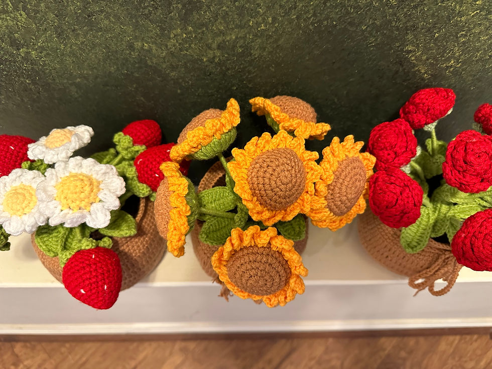 Thumbnail: Handmade Crochet Big Flower Pot | Strawberry, Sunflower, Mini Rose