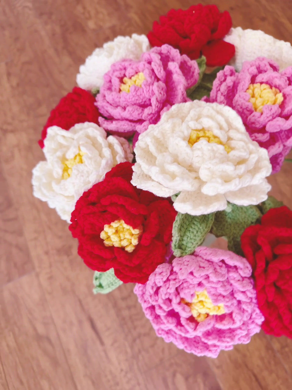 Thumbnail: Handmade Crochet Giant Peony Flower | Colorful Big Peony Bouquet | Special Gift
