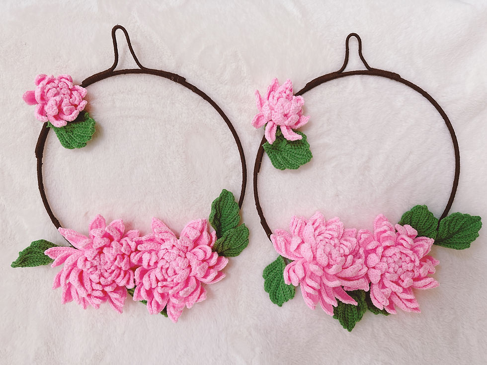 Thumbnail: Handmade Crochet Flower Wreath | Peony Sunflower Daisy Poinsettia Camelia Lily