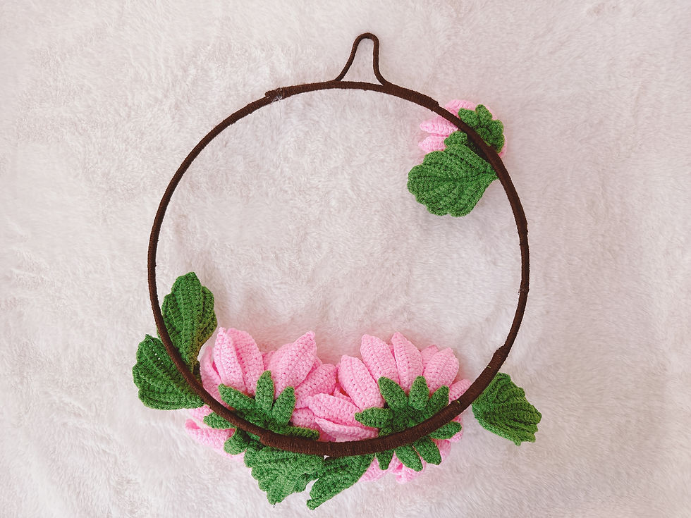 Thumbnail: Handmade Crochet Flower Wreath | Peony Sunflower Daisy Poinsettia Camelia Lily