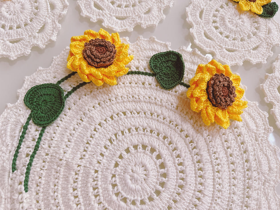 Thumbnail: Handmade Crochet Sunflower Flower Doilies Coaster Placemat | Elegant Dining