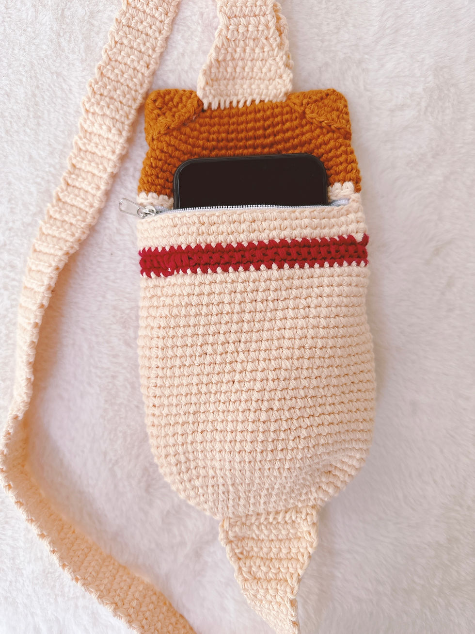 Thumbnail: Handmade Crochet Cat Chest Bag | Shoulder Crossbody Purse