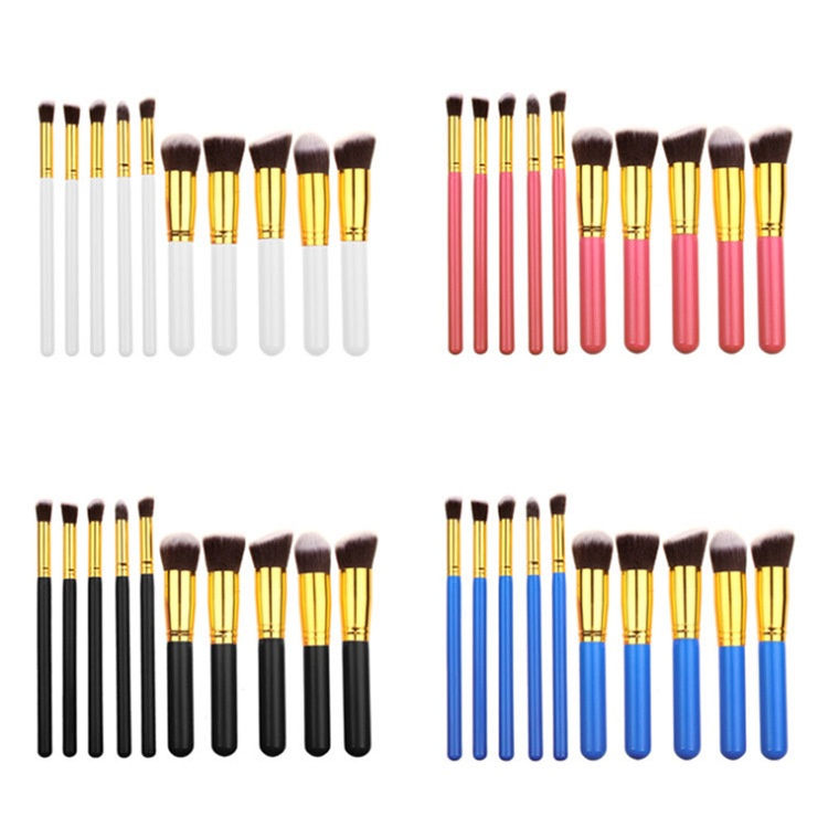 Miniatura: Kit com 10 Pincéis Profissionais Kabuki para Contorno e Esfumado para Maquiagem