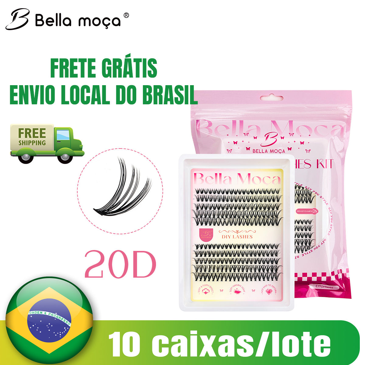 Bella Moça 10pcs DIY Cluster Lashes Natural Wispy Soft Synthetic Fiber False Ey