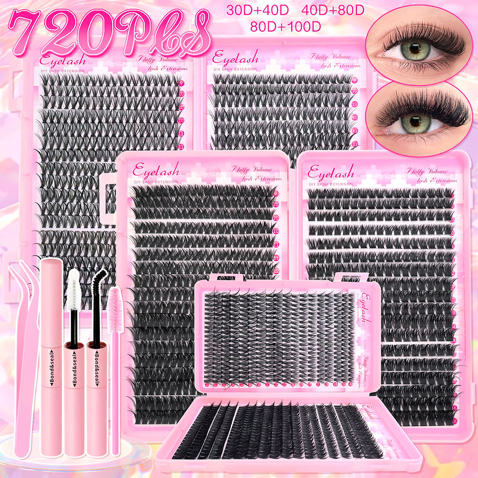Miniatura: DIY Lash Extension Kit Clusters Individual Eyelashes Kit 9-16mm with Bond and Se