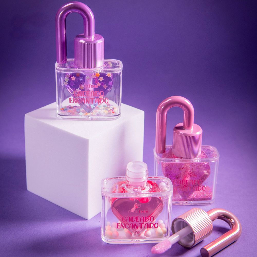Kit C/3 Lip Oil Lip Gloss Moisturizing Shine Charming Padlock Mia Make Colour