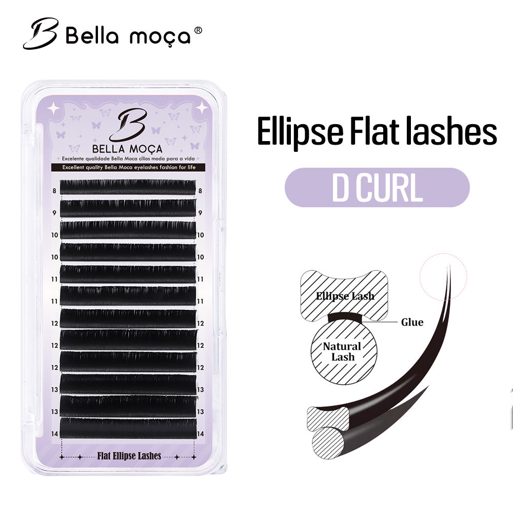 Bella Moça 10pcs Flat Lashes 0.15/0.20 Thicness Super Soft Faux Mink Eyelashes