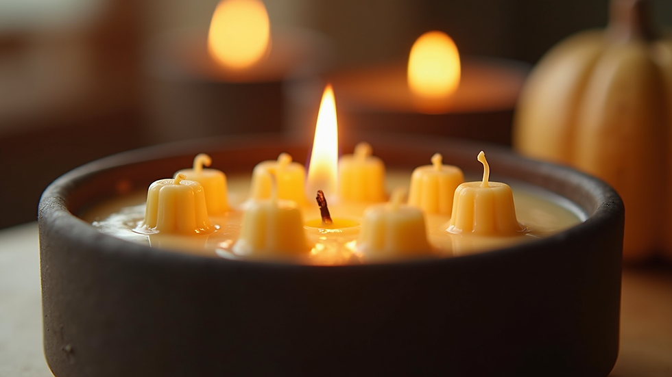 Eye-level view of an electric wax warmer with melting wax cubes
