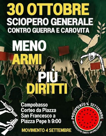 Il Movimento 4 settembre sostiene la protesta nazionale indetta dal sindacato USB