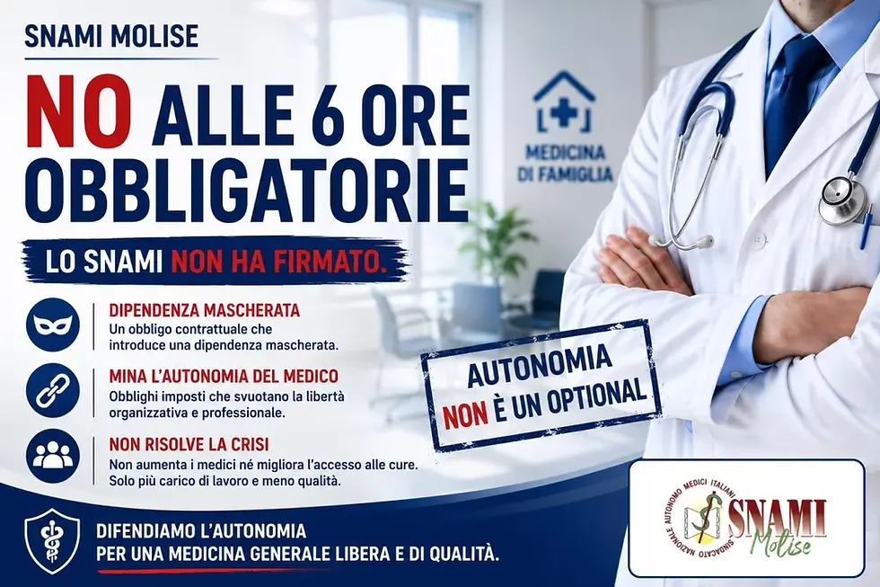 Snami dice No all’obbligo delle sei ore settimanali per tutti i medici di medicina generale