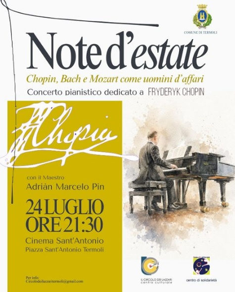 Note d’Estate”: il Maestro Adriàn Marcelo Pin in concerto a Termoli con un omaggio a Frédéric Chopin