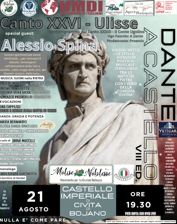 Dante a Castello VIII edizione: Ulisse torna a Civita di Bojano nella visione dell’Odissea di Nolan. Visioni sotto le Stelle tra poesia, musica, danza e teatro