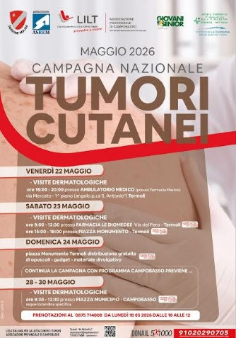 Tumori cutanei: visite dermatologiche gratuite della LILT Campobasso