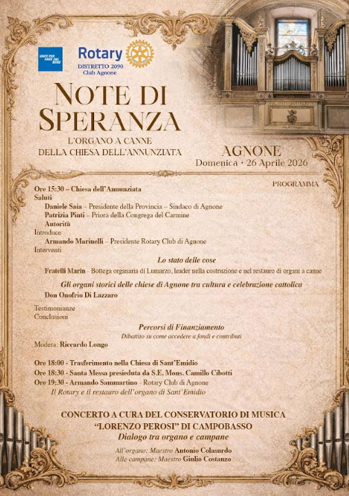 Agnone, la voce dei secoli torna a vibrare: un convegno e un concerto per gli organi storici