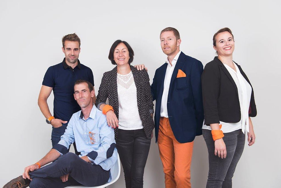 The Tribe from left to right: Gaêl, cuverie and packaging, Christophe, vineyards, Christelle, co-owner and supplier relationships, Laurent, co-owner and winemaker, Sarah, Sales and Export.
