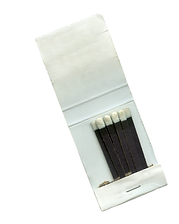 Little box of black matches with white tips