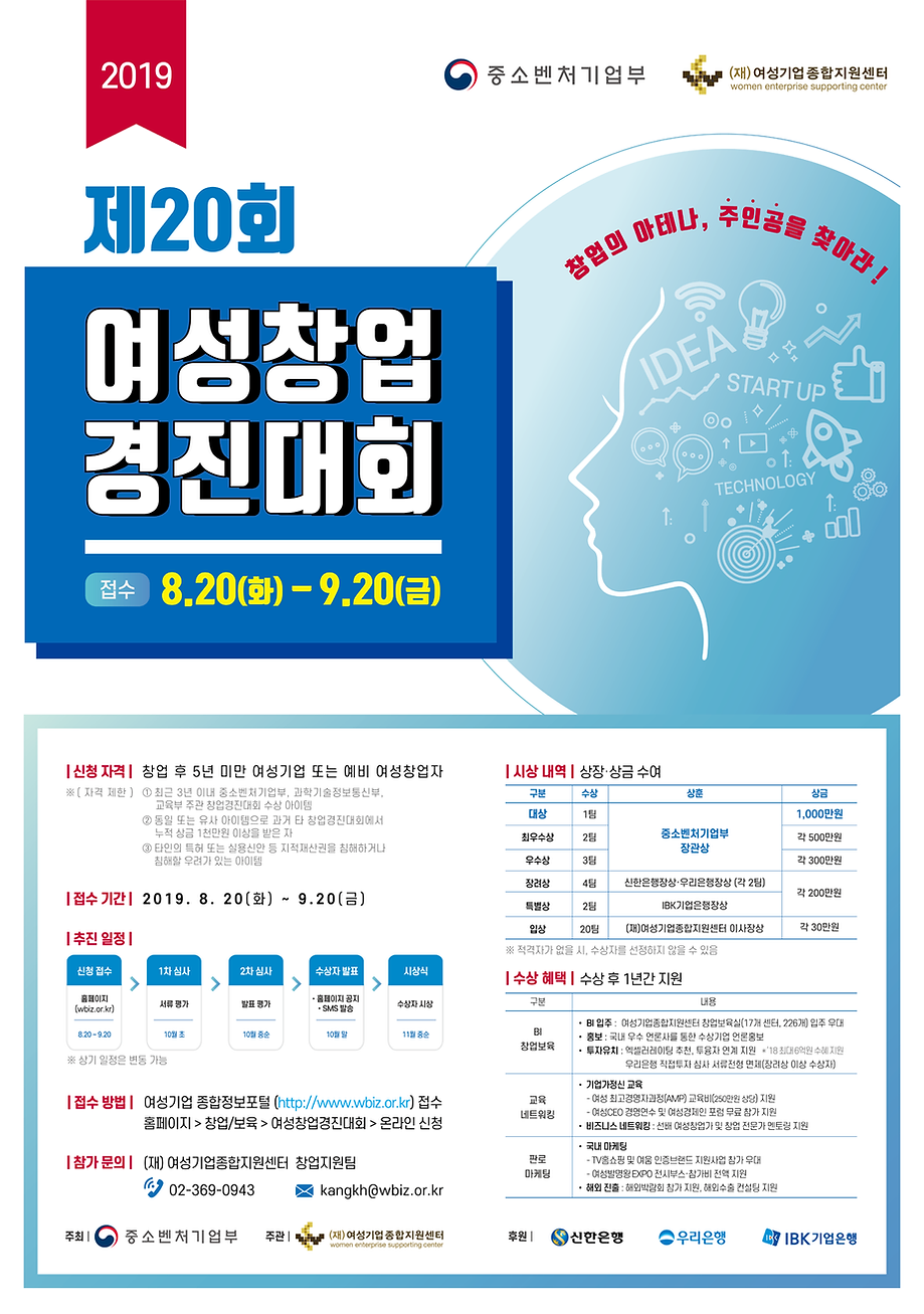 2019년 제20회 여성창업경진대회 포스터.png
