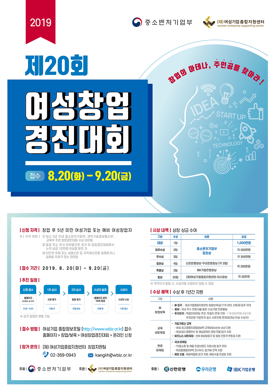 2019년 제20회 여성창업경진대회 포스터.png