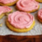 Soft sugar cookies topped with pink icing.