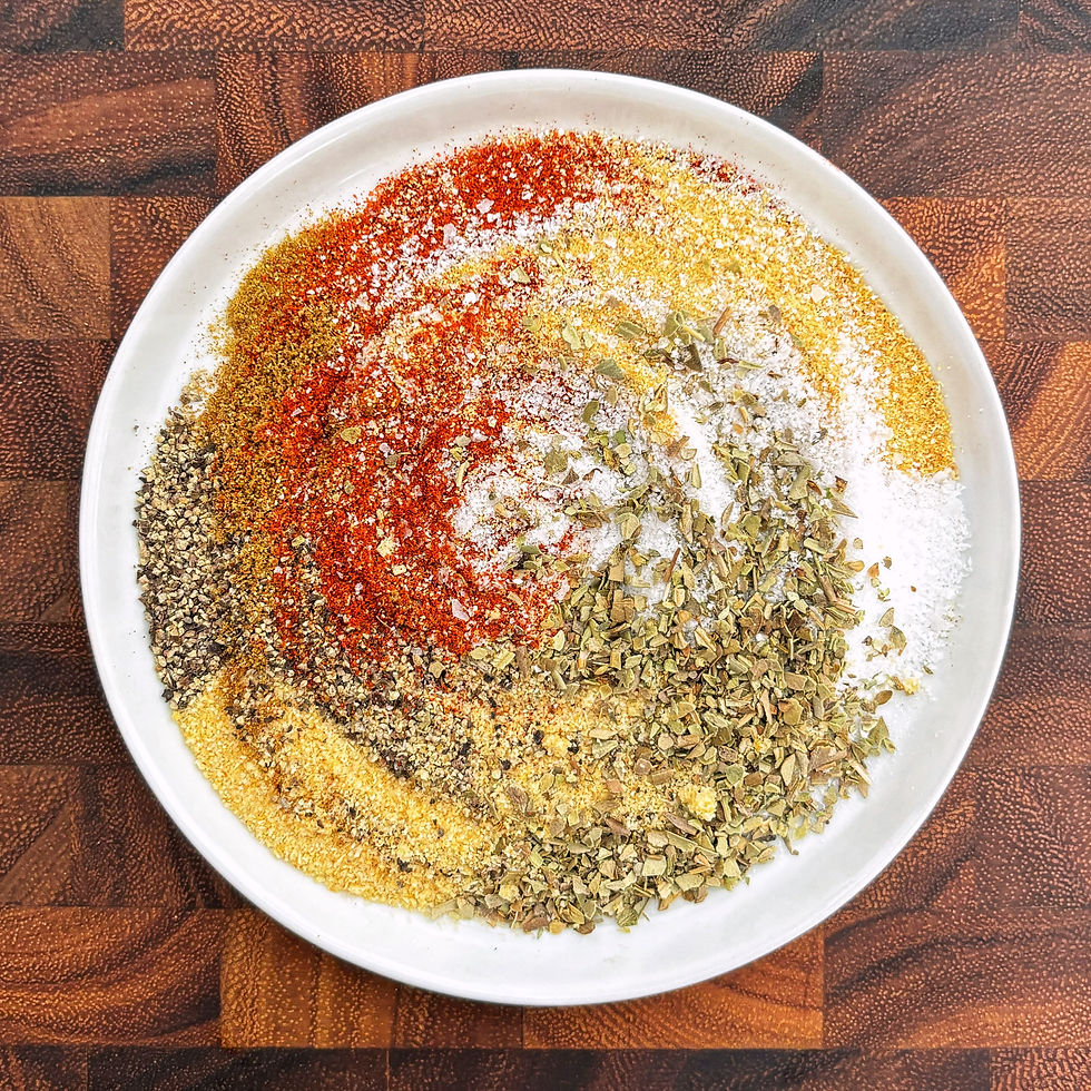 Adobo seasoning on a white plate.