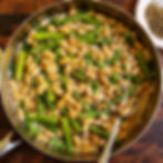 One-pan cannellini beans with asparagus, peas, and parmesan