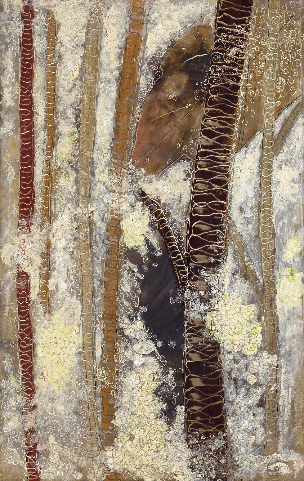 115. ADAGP. Nature & I. White Birches. 40.0 x 60.0 cm. Mixed media on brass. 2018