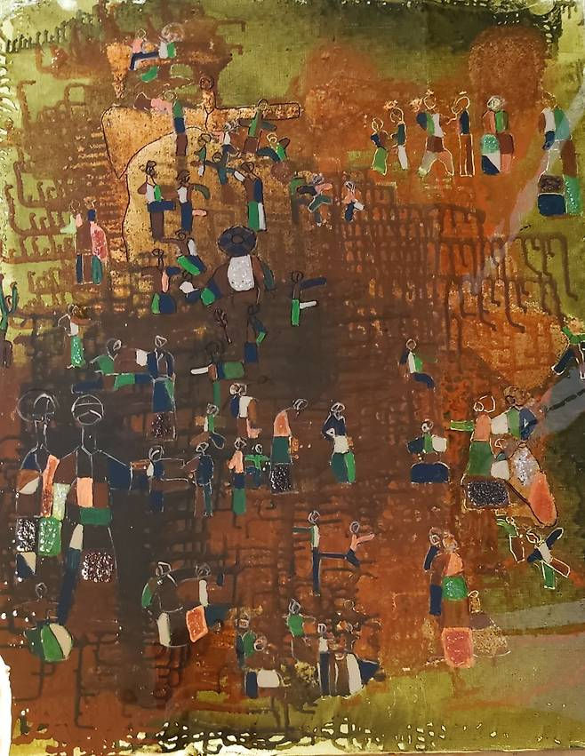 손홍숙 화백 ADAGP2023 앙테팡탕국제전 출품작. Nature &I 91.0 x 72.7 cm Mixed media on canvas. 2022