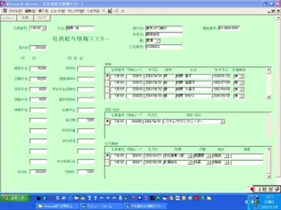 「Access人事システム」社員給与情報マスター画面