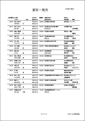 「販売業顧客管理システム」顧客一覧表レポート