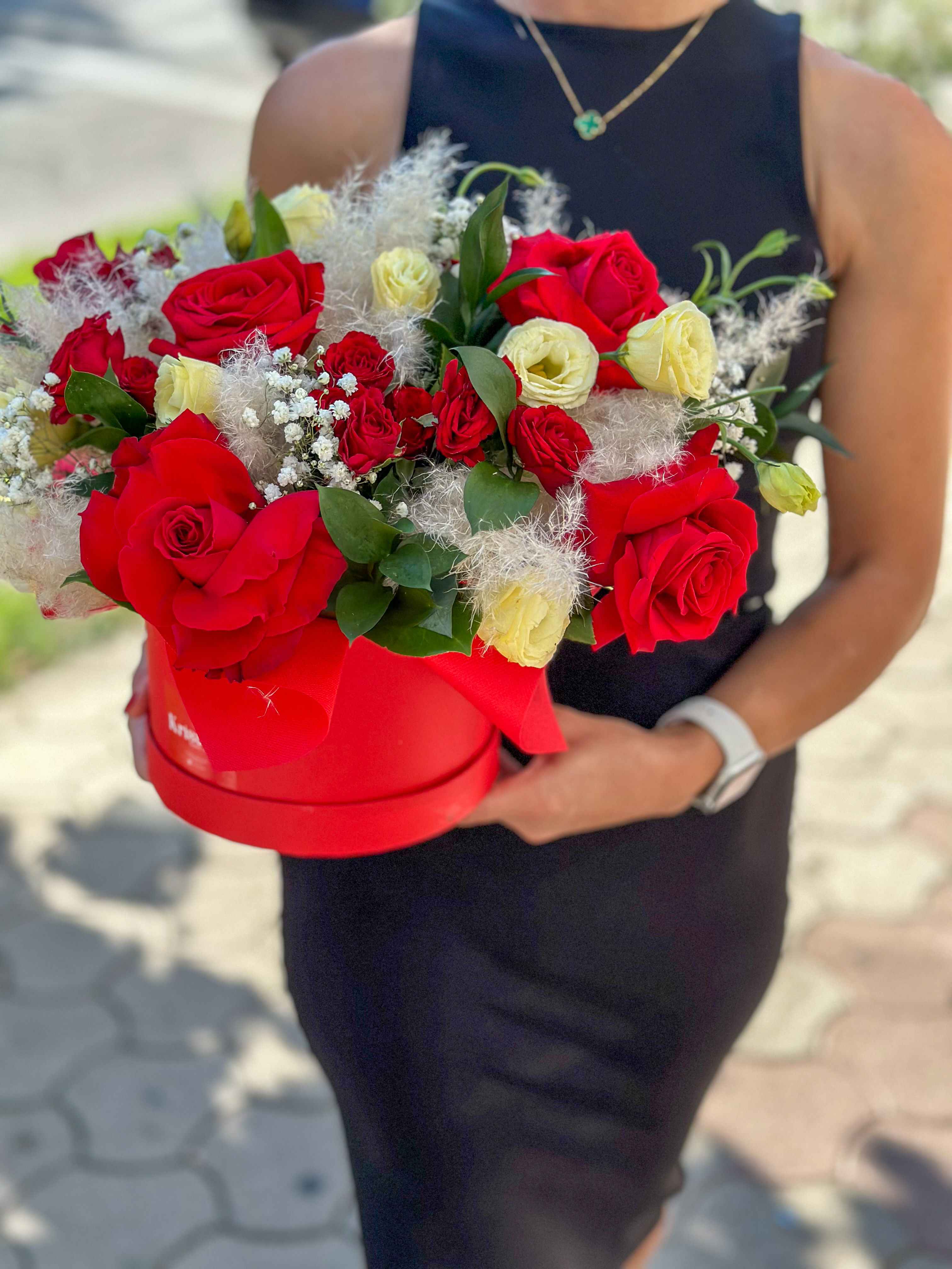 Aranžman ruža sa pamukom