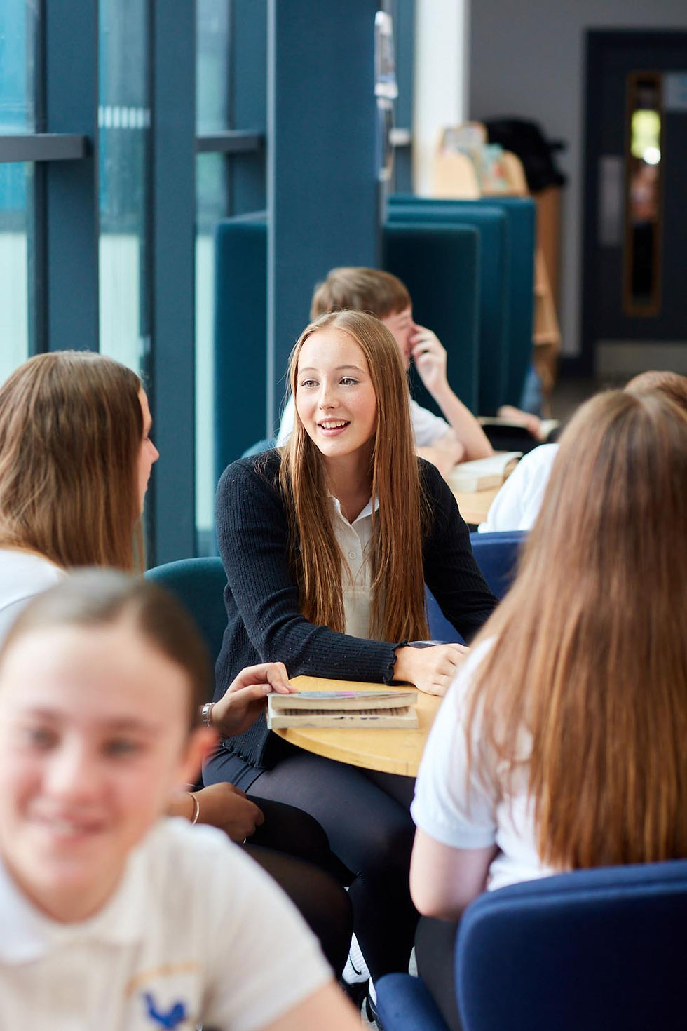 Studying in library at Croesyceiliog School