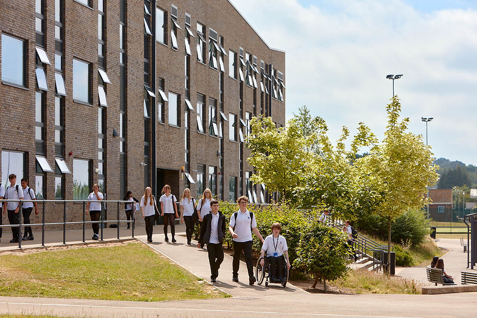 Pupils outside at Croesyceiliog School