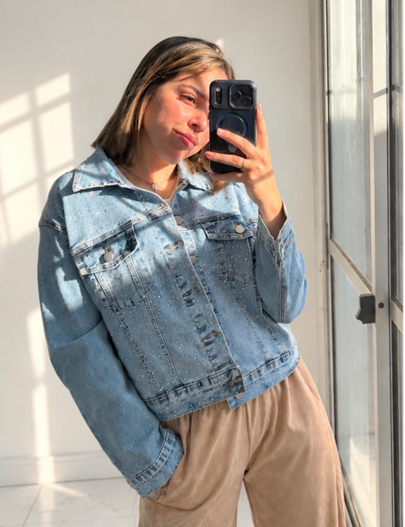 Campera de Jean con Brillos y Lycra JENNCA