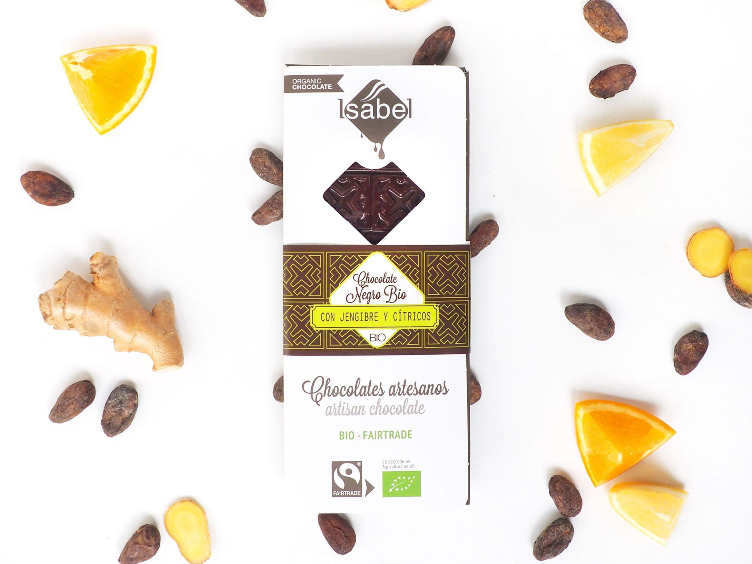 BIO DARK Chocolate Bar WITH GINGER AND CITRUS FRUITS