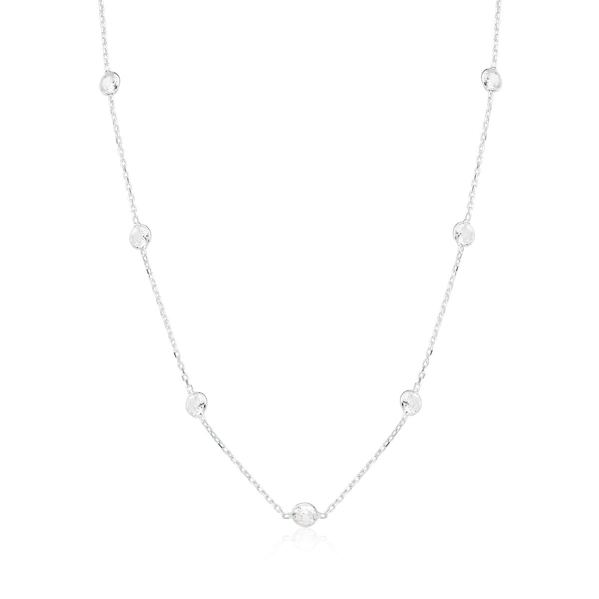 Necklace with multiple small zirconia stones.