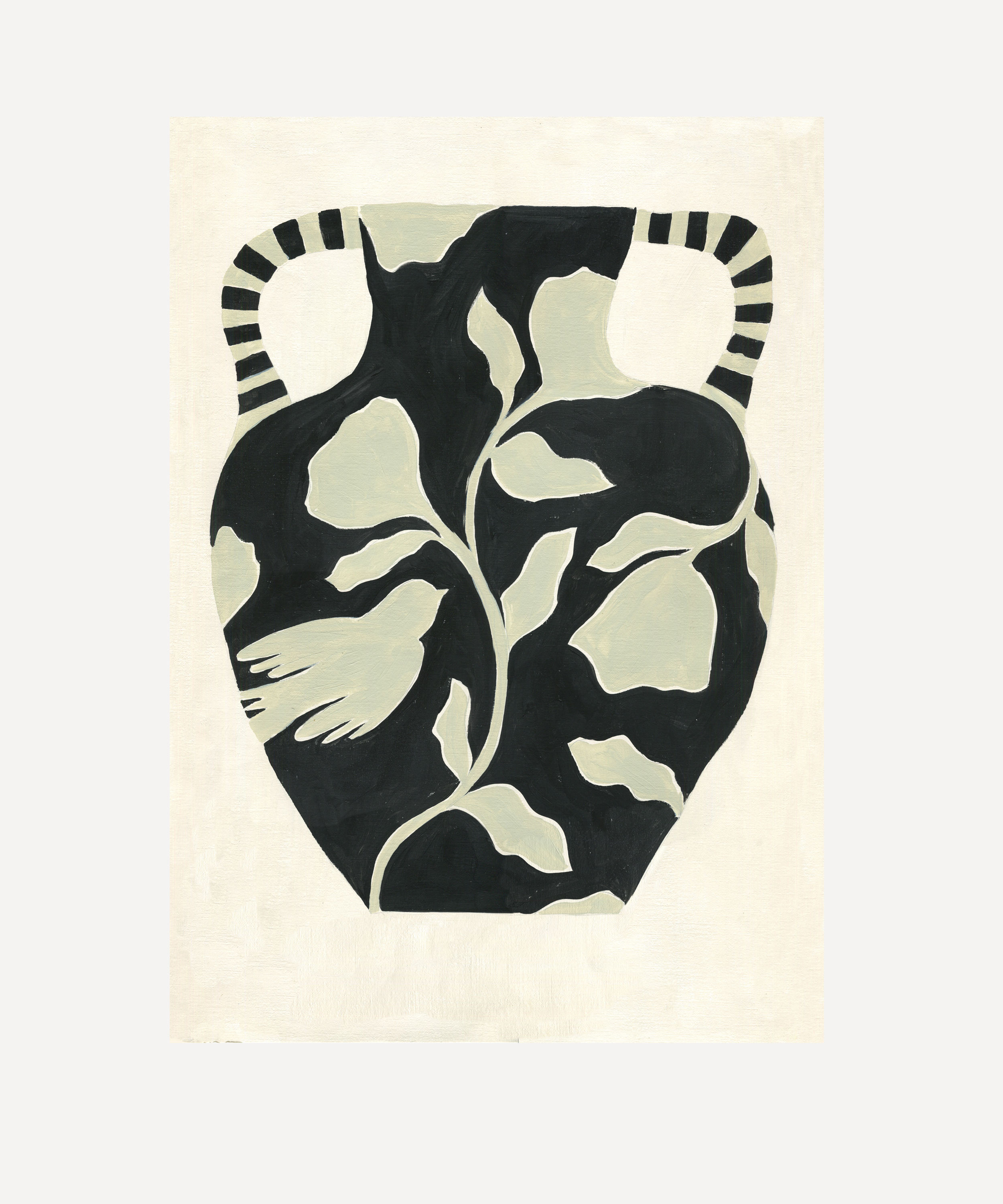 Bird on Black Vase, Giclée Print