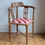 Thumbnail: Vintage Arts & Crafts corner chair in printed Burgundy Stripe linen fabric