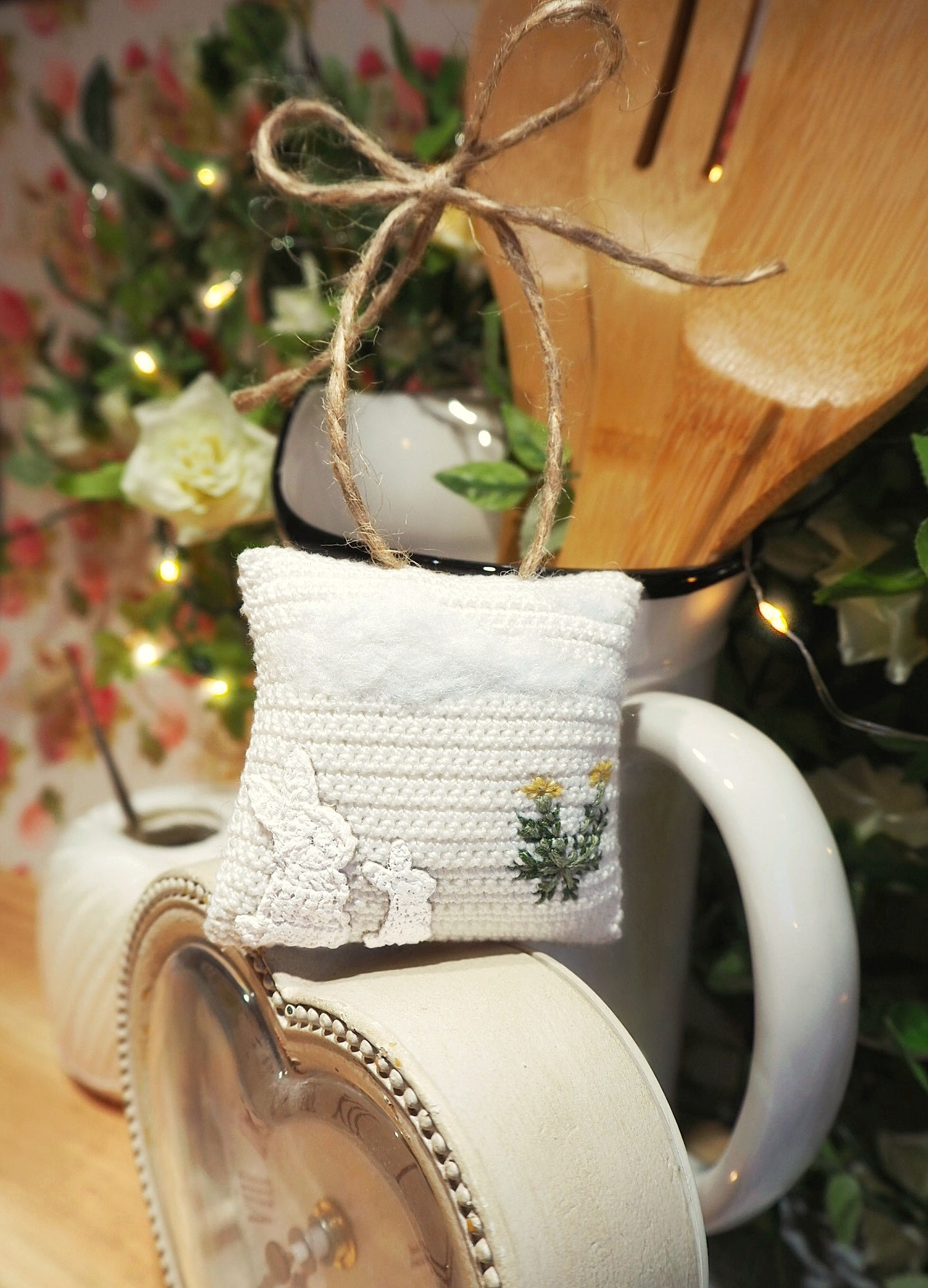 Miniature Springtime Cushion Hanging Ornament