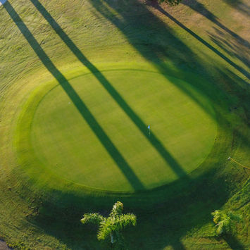 Stunning aerial photo of hole 8 green.