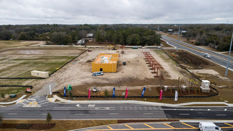 Aerial Project Documentation of Circle K Wildwood, Florida, second visit (Facing North). General contractor is Mulligan Construction.