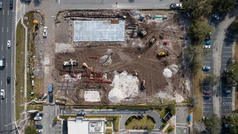 Aerial photo of Circle K Kissimmee, active construction site. General Contractor for this project is Mulligan Constructors.