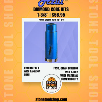 Social Media post made by 4M Marketing LLC for Stone Tool Shop, showcasing the Azul Diamond Core Bit. Post contains product description and pricing.