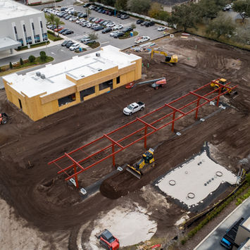 Aerial project documentation for Circle K Kissimmee (Facing South West), second visit. General contractor is Mulligan Construction.